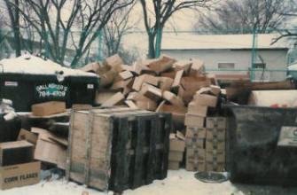 Monthly expenses included managing waste shown here are many empty boxes.